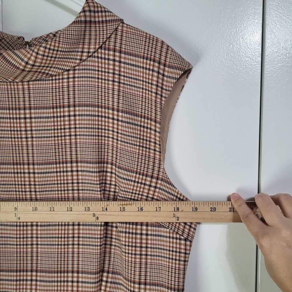 Ann Taylor Factory Plaid Sleeveless Lined Dress Women's SZ 14 Brown - Picture 5 of 11